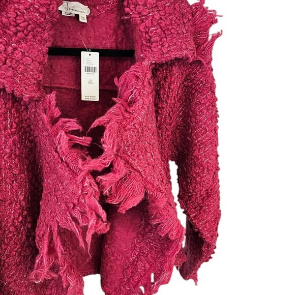 Anthropologie Cozy Textured Kimono Pink Shaggy Wool Blend One Size Wrap - Picture 6 of 9